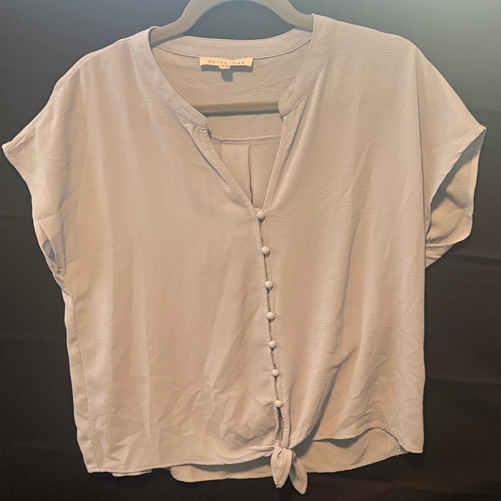 H&M Light Blue Tie-Front Blouse